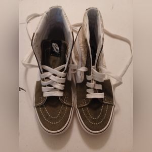 Vans Dark Green and Floral High Tops, Size 6, Minimal to No Wear